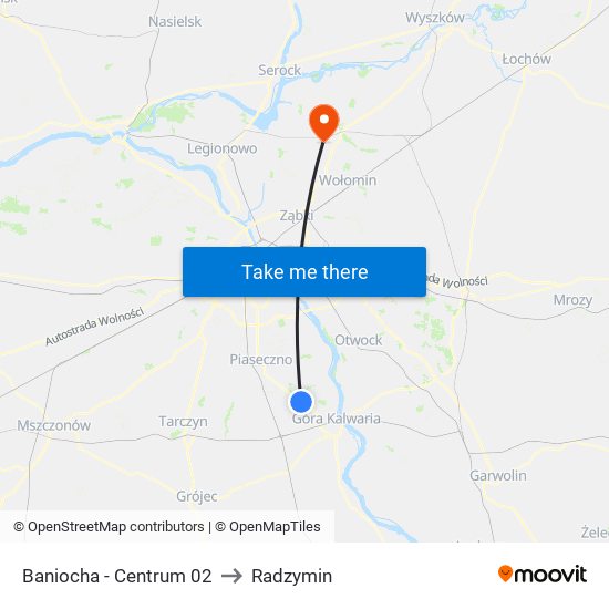 Baniocha - Centrum 02 to Radzymin map