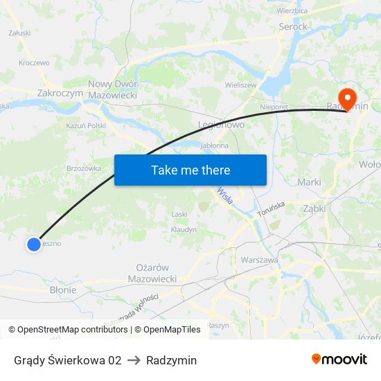 Grądy Świerkowa 02 to Radzymin map