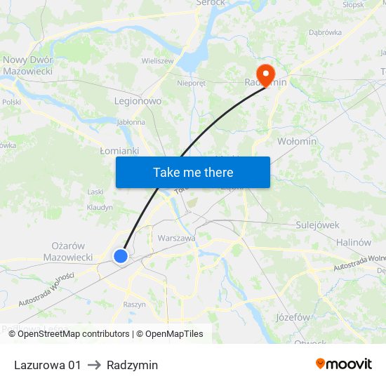 Lazurowa 01 to Radzymin map