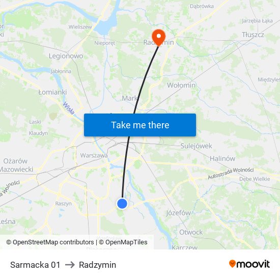 Sarmacka 01 to Radzymin map