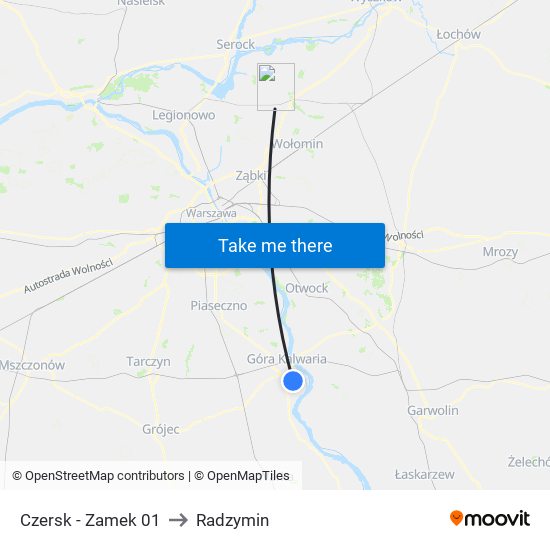 Czersk - Zamek 01 to Radzymin map