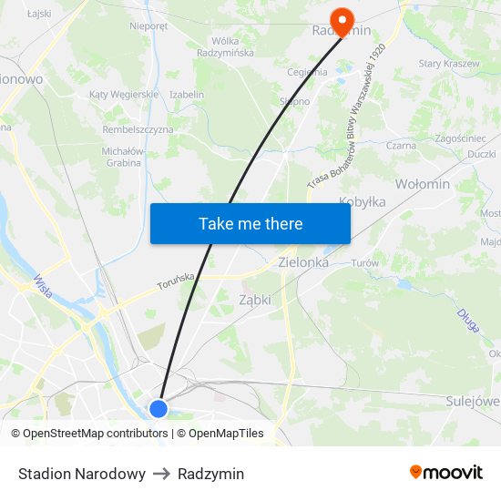 Stadion Narodowy to Radzymin map