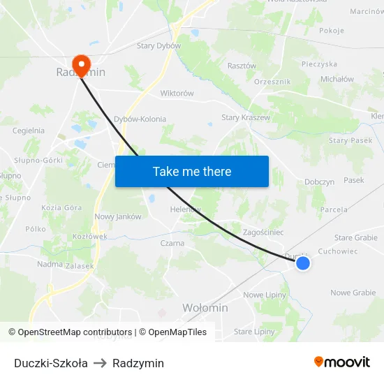 Duczki - Szkoła to Radzymin map