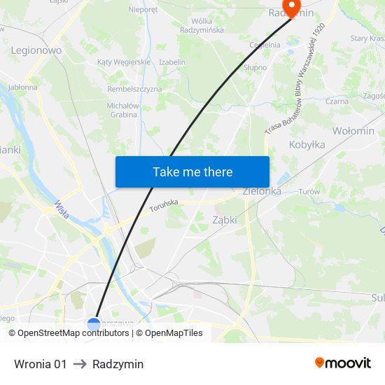 Wronia 01 to Radzymin map