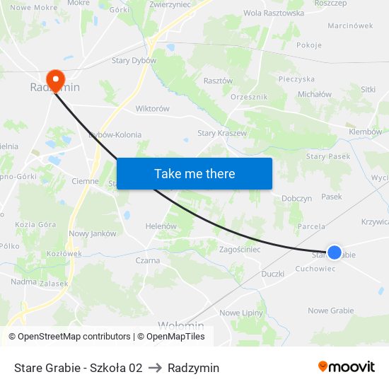 Stare Grabie - Szkoła 02 to Radzymin map