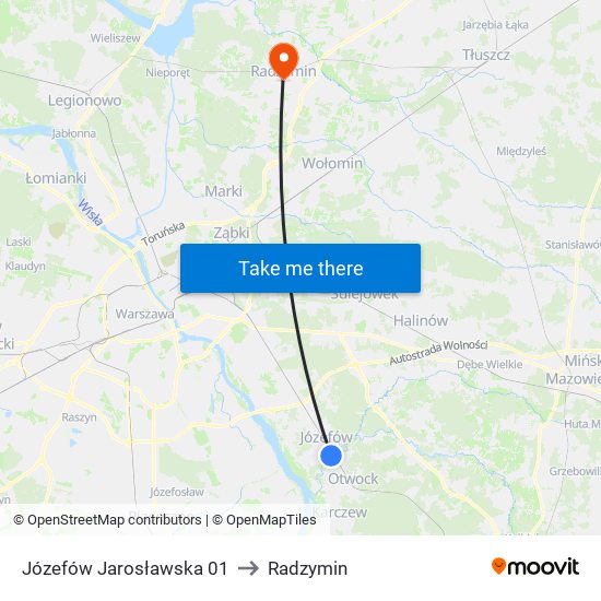 Józefów Jarosławska 01 to Radzymin map