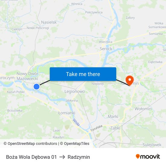 Boża Wola Dębowa to Radzymin map