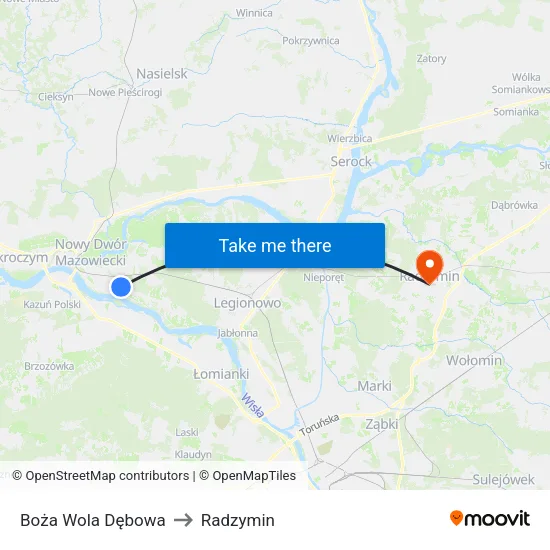 Boża Wola Dębowa to Radzymin map