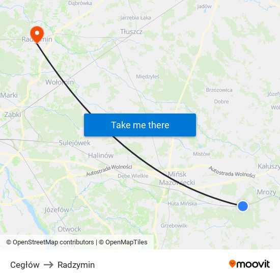 Cegłów to Radzymin map