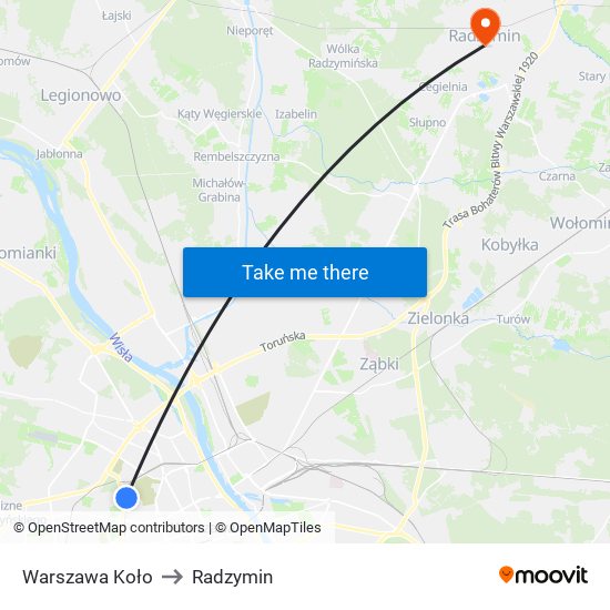 Warszawa Koło to Radzymin map