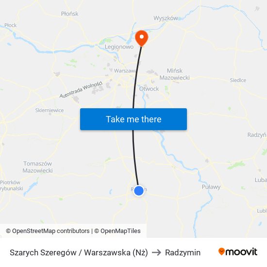 Szarych Szeregów / Warszawska (Nż) to Radzymin map