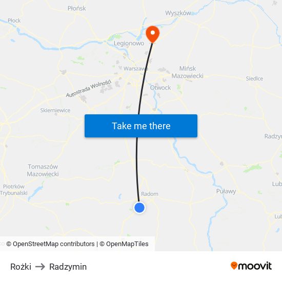 Rożki to Radzymin map