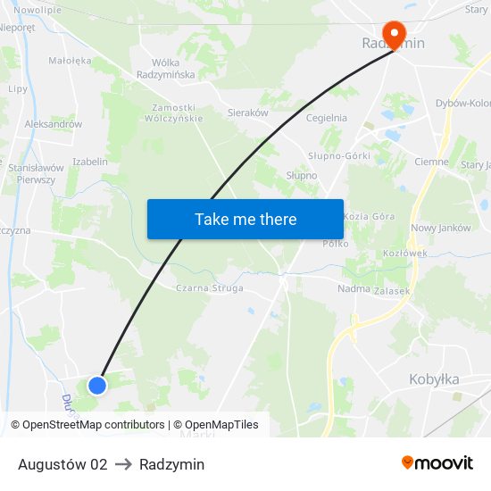 Augustów 02 to Radzymin map