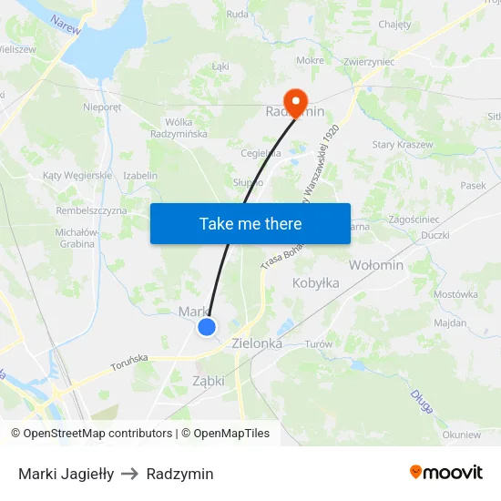 Marki Jagiełły to Radzymin map
