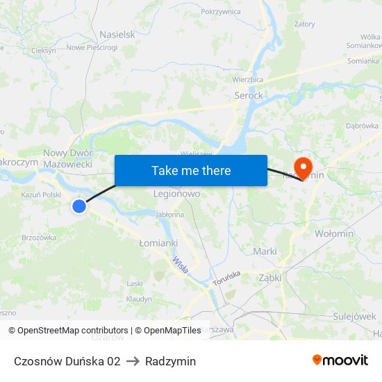 Czosnów Duńska 02 to Radzymin map