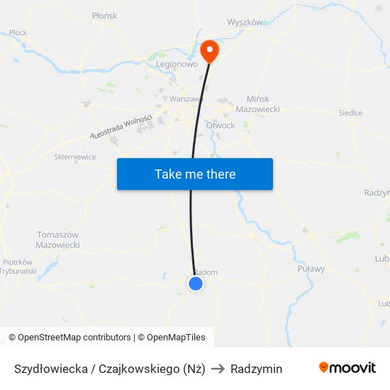 Szydłowiecka / Czajkowskiego  (Nż) to Radzymin map