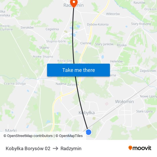 Kobyłka Borysów 02 to Radzymin map