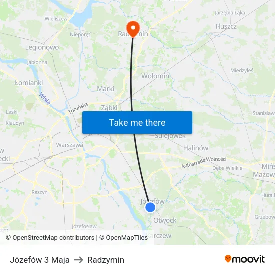 Józefów 3 Maja to Radzymin map