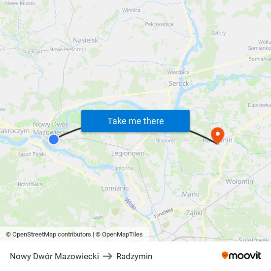 Nowy Dwór Mazowiecki to Radzymin map