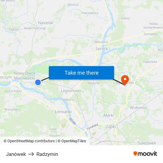 Janówek to Radzymin map