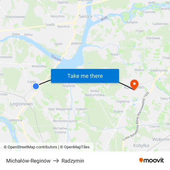 Michałów-Reginów to Radzymin map