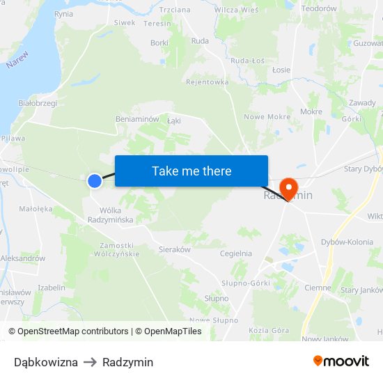 Dąbkowizna to Radzymin map