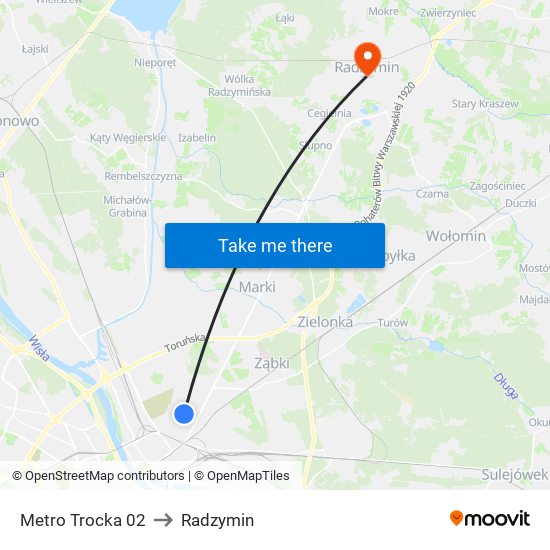 Metro Trocka 02 to Radzymin map