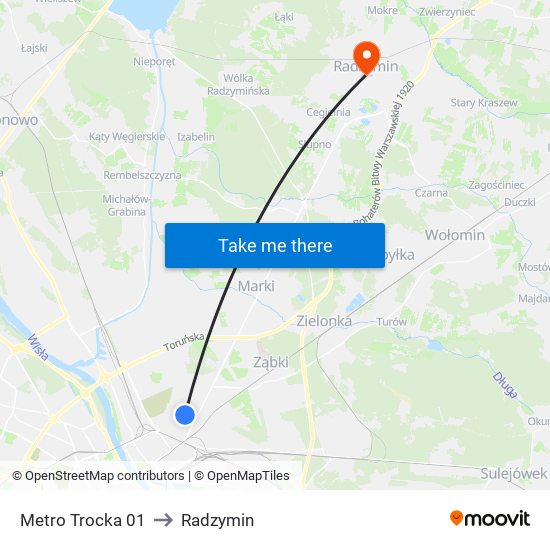 Metro Trocka 01 to Radzymin map