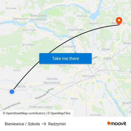 Bieniewice / Szkoła to Radzymin map