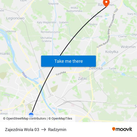 Zajezdnia Wola 03 to Radzymin map