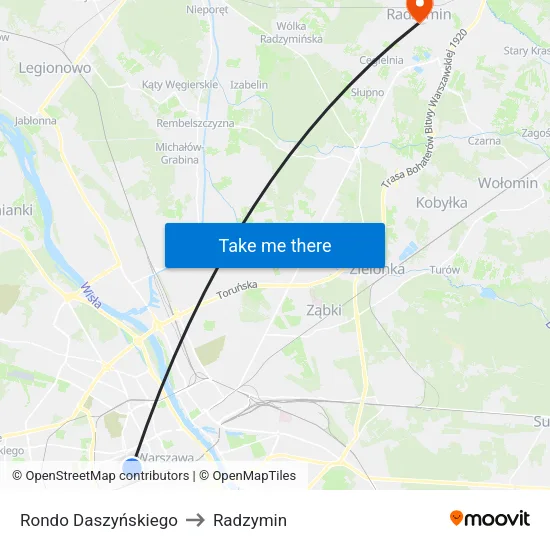 Rondo Daszyńskiego to Radzymin map