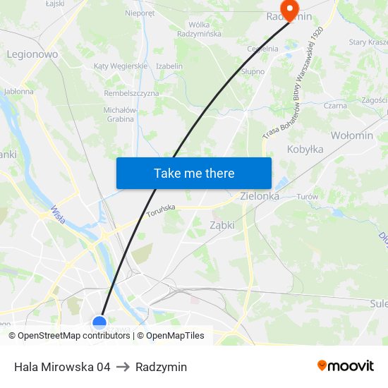 Hala Mirowska 04 to Radzymin map