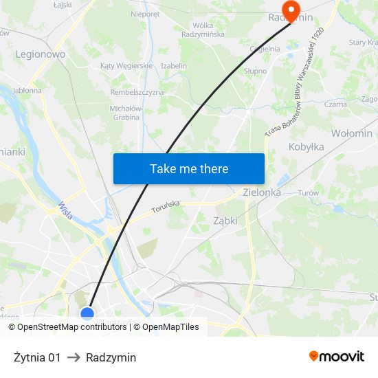 Żytnia 01 to Radzymin map