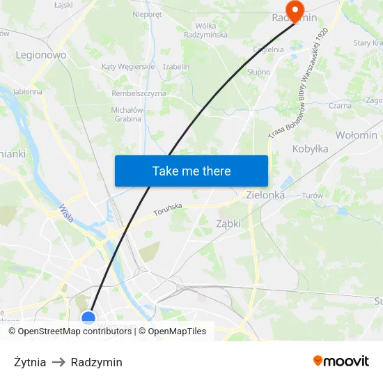 Żytnia to Radzymin map