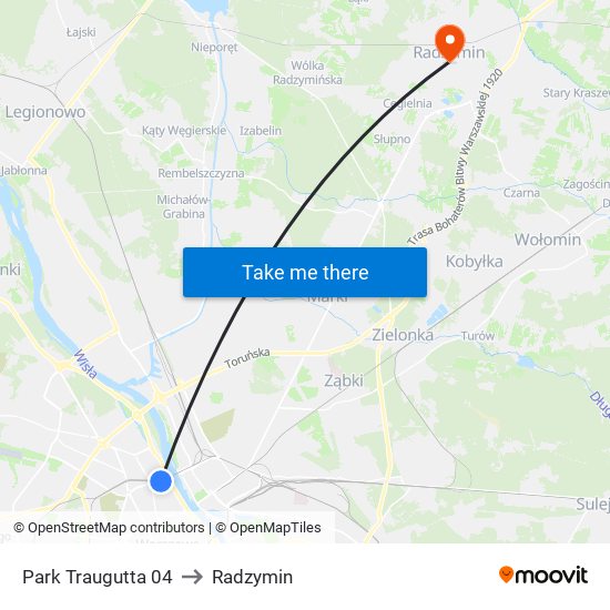 Park Traugutta 04 to Radzymin map