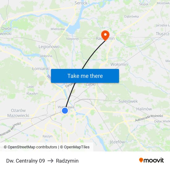 Dw. Centralny 09 to Radzymin map