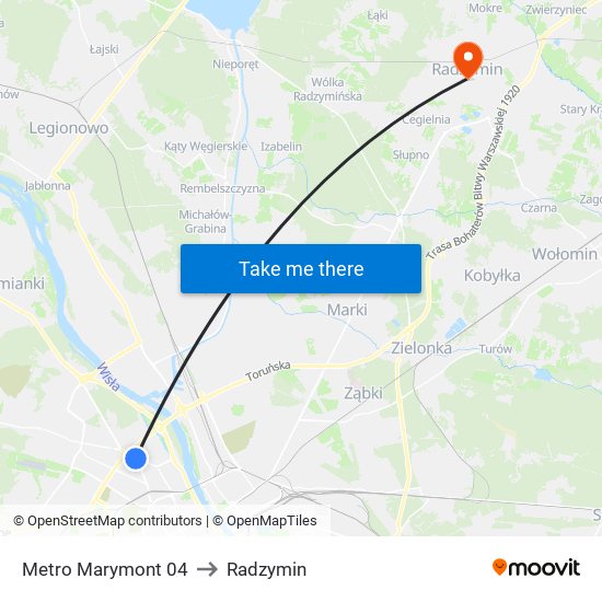 Metro Marymont 04 to Radzymin map