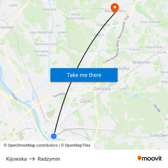 Kijowska to Radzymin map