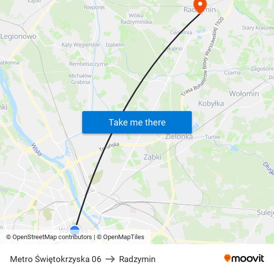 Metro Świętokrzyska 06 to Radzymin map