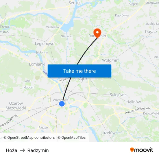 Hoża to Radzymin map