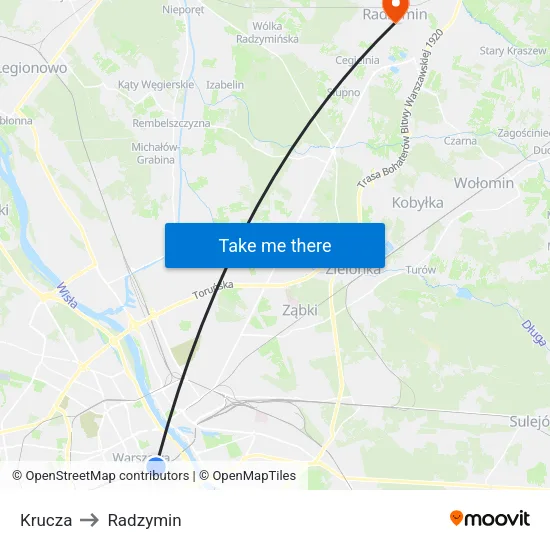 Krucza to Radzymin map