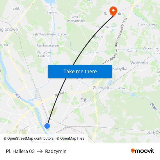 Pl. Hallera 03 to Radzymin map