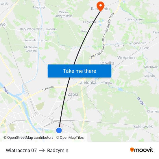 Wiatraczna 07 to Radzymin map