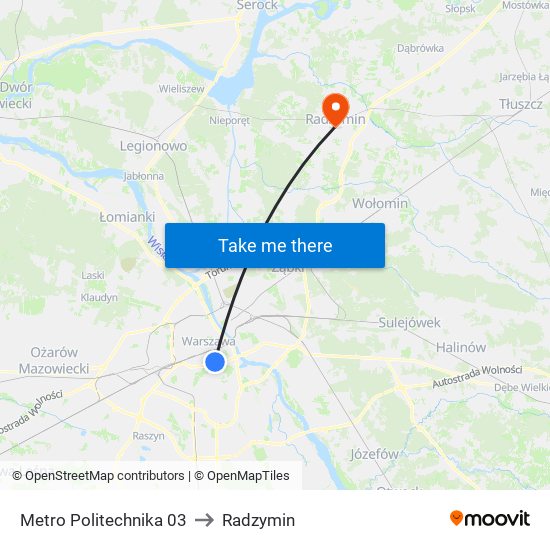 Metro Politechnika 03 to Radzymin map