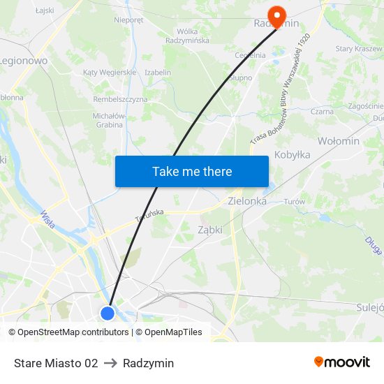 Stare Miasto 02 to Radzymin map