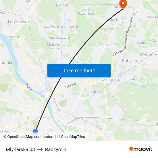 Młynarska to Radzymin map