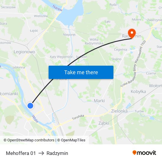 Mehoffera 01 to Radzymin map