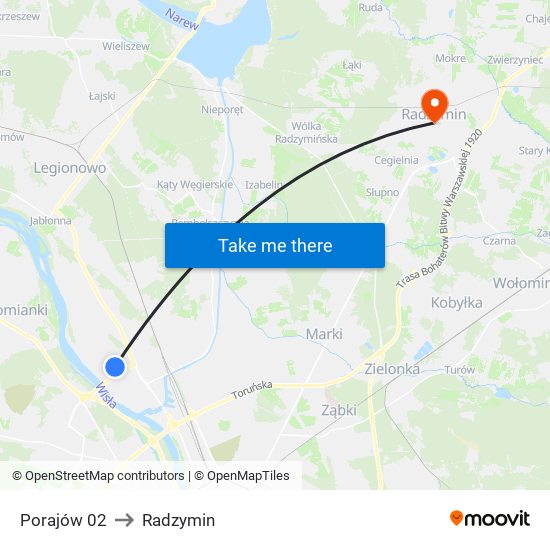 Porajów 02 to Radzymin map