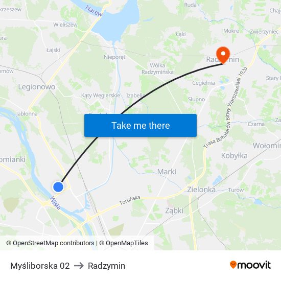 Myśliborska 02 to Radzymin map