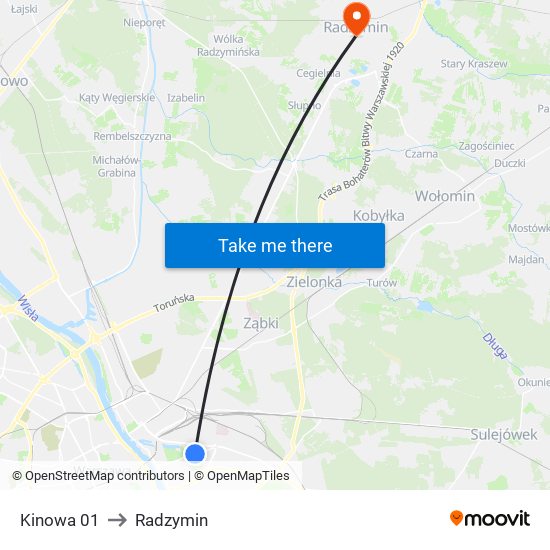 Kinowa 01 to Radzymin map